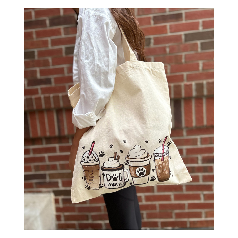 Tote Bag, the perfect blend of neutral and chic!  Dog and coffee lovers only!
